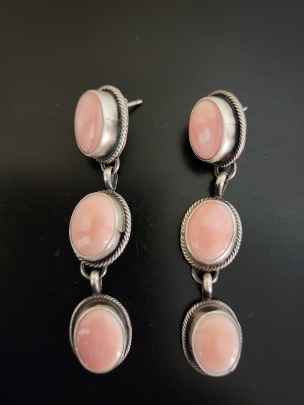 Pink Conch Sterling Silver Earrings